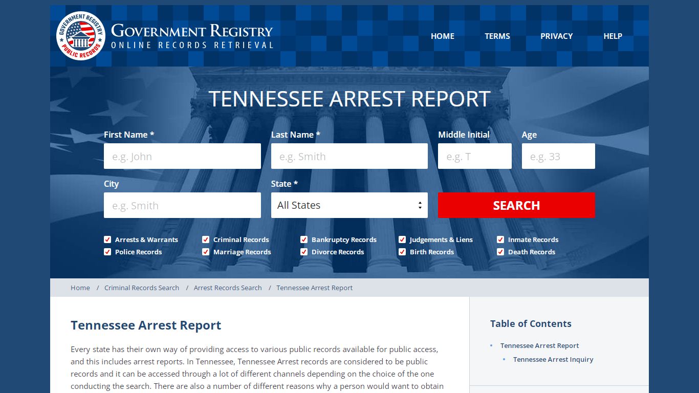 Tennessee Arrest Report | Arrest Records In Tennessee ...